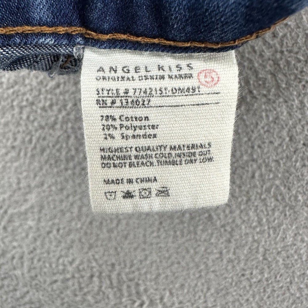 Angel Kiss Shorts Juniors 5 Blue Denim Floral Embroidered Cuff Shorts Junior's 5 - Picture 7 of 14